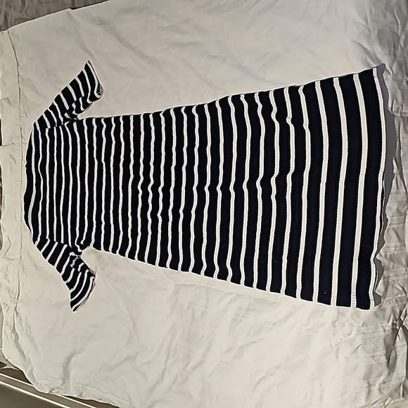 Navy and white stripe knit midi dress - Picture 3 of 3